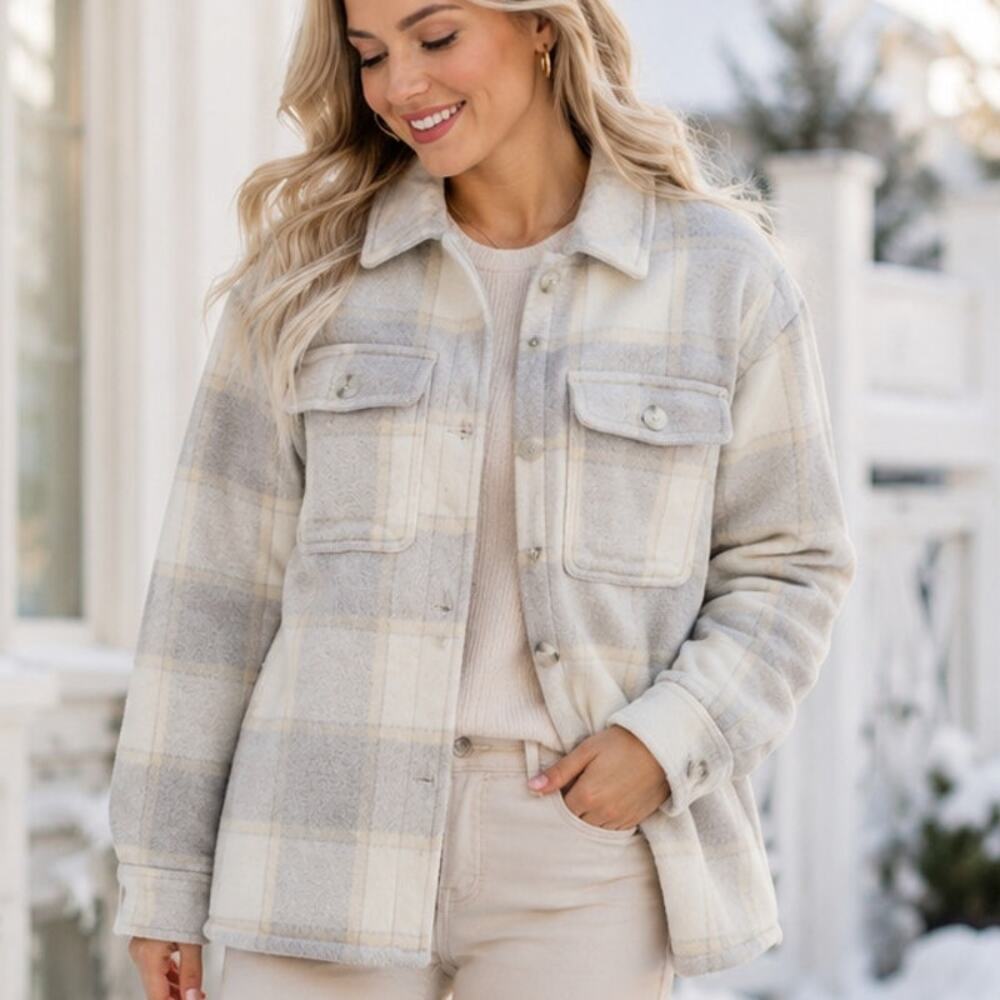 Old Navy Plaid Soft-Brushed Utility Shacket Size Medium